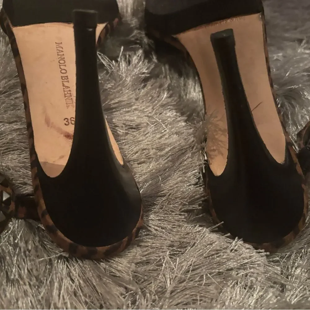 Manolo blahnik shoes animal print heels cuff ankle dress shoes studded sandals